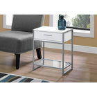 Monarch Specialties 3503 Accent Table - 22"H/White/ Silver Metal/ Tempered Glass-Clear tempered glass bottom shelf for added storage or to showcase a decorative object