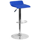 Flash Furniture Contemporary Blue Vinyl Adjustable Height Barstool with Quilted Wave Seat & Chrome Base-Low Back Design