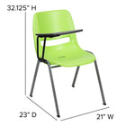 Flash Furniture Ergonomic Shell Chair with Right Handed Flip-Up Tablet Arm - Green - 5 Pack-Designed for Commercial Use