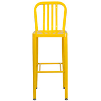 Flash Furniture Commercial Grade 30" High Metal Indoor-Outdoor Barstool with Vertical Slat Back - Yellow - 2 Pack-Set of 2 Industrial Modern Bar Stools