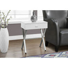 Monarch Specialties 3262 Accent Table - 24"H/Glossy White/Chrome Metal-Dimensions: 22 x 18 x 12