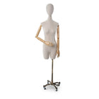 Can-Bramar Adult Female Half Body Mannequin - Ajustable Heigth - Natural Cotton (RPDF-1N)-Positionable Wood Arms, Hands and Fingers