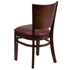 Flash Furniture – Chaise de restaurant Lacey en bois, dossier plein, noyer, siège en vinyle bourgogne (XUDGW094WALBGV)-Conception de dossier solide