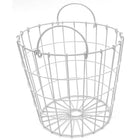 Cathay Importers Wire Round Basket with Metal Handles, White, 2 Pack-White wire basket