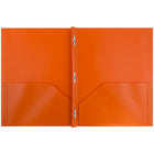JAM Paper Plastic POP Two Pocket Clasp School Folders with Prong Clip Fasteners, Orange, 96 Pack (382ECORD)-Size: 9" x 12"