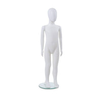 Can-Bramar Child Egghead Unbreakable Mannequin -  Glass Base - Age 3-4 Years - Blown White (PL-K11)-Straight Arms for Easy Dressing