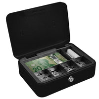 Royal Sovereign Full-Size Cash Box - Black-Removable Tray with 1 bill and 5 coin compartments