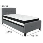 Flash Furniture Tribeca Twin Size Tufted Upholstered Platform Bed with Pocket Spring Mattress - Dark Grey Fabric-Dark Grey Fabric Upholstery