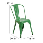 Flash Furniture Green Metal Indoor-Outdoor Stackable Chair-Cross Brace under seat provides extra stability