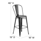 Flash Furniture Commercial Grade 30" High Distressed Black Metal Indoor-Outdoor Barstool with Back-Lightweight Design