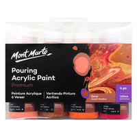 Mont Marte Premium Pouring Acrylic Paint - 120ml - Coral - 4 Assorted Colours-Coral themed pouring paint set