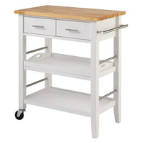 TRINITY Kitchen Cart with Drawers & Tray, White (TBFLWH-1404)-Ideal for any kitchen task
