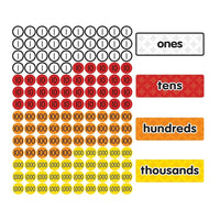 Dowling Magnets Magnet Math Magnetic Place Value Disks & Headings, Grade 1-3, 140 Pack (DO-732159)-Magnetic Place Value