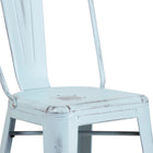 Flash Furniture Commercial Grade 30" High Distressed Green-Blue Metal Indoor-Outdoor Barstool with Back-Cross Brace under seat provides extra stability