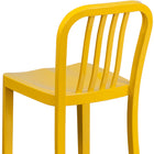 Flash Furniture Commercial Grade 24" High Metal Indoor-Outdoor Counter Height Stool with Vertical Slat Back - Yellow - 2 Pack-Yellow Powder Coated Frame Finish