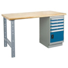 Kleton Workbench, Laminated Top, 1 Pedestal, 4 Drawers and 1 Door, 24"W x 60"L x 34"H-34" overall height