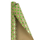 JAM Paper Kraft Wrapping Paper Rolls, Green Foil Dots and Red Foil Dots Assortment, 50 Sq. Ft, 2 Pack-2 Rolls/Pack