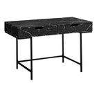 Monarch Specialties 7552 48" Computer Desk - Black Marble-Look/Black Metal-Computer desk in a black marble-look finish with 2 storage drawers featuring wide, cutout handles and metal drawer slides