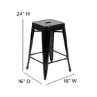 Flash Furniture 24" Bar Stool - Stackable - Black - 4 Pack (4ET3132024BKR)-Weight Capacity: 440 lb.