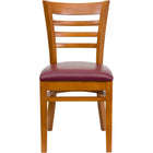Flash Furniture HERCULES Series Ladder Back Cherry Wood Restaurant Chair - Burgundy Vinyl Seat - 2 Pack-Set of 2 Wood Dining Chairs