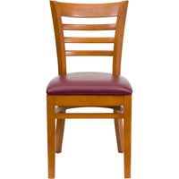Flash Furniture HERCULES Series Ladder Back Cherry Wood Restaurant Chair - Burgundy Vinyl Seat - 2 Pack-Set of 2 Wood Dining Chairs