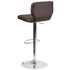Flash Furniture Contemporary Brown Vinyl Adjustable Height Barstool with Vertical Stitch Back & Chrome Base-Vertical Line Design