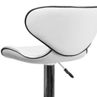 Flash Furniture – Tabouret de bar ajustable en vinyle, dossier mi-dos confortable et pied chromé, 17 1/2 x 17 1/2 po, blanc-Siège pivotant