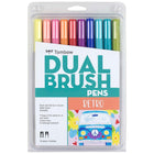 Tombow Dual Brush Pens - Retro Palette - 10 Pack-High-quality, Resilient Flexible Brush Tip & Firm Fine Tip Marking pen.