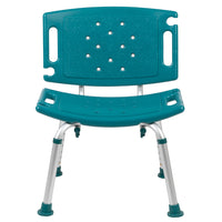 Flash Furniture HERCULES Series Adjustable Teal Bath & Shower Chair with Extra Large Back-Medical Grade Shower Chair