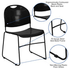 Flash Furniture HERCULES Series Black Ultra-Compact Stack Chair with Black Frame-Carrying Handle Cutout for Easy Movement
