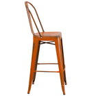 Flash Furniture Commercial Grade 30" High Distressed Orange Metal Indoor-Outdoor Barstool with Back-Seat Drain Hole assists in drying