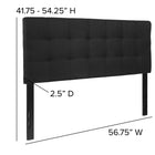 Flash Furniture Bedford Tufted Upholstered Full Size Headboard - Black Fabric-Black Metal Stands with Adjustable Bed Rail Slots
