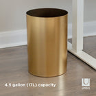 Umbra Metalla Trash Can - Matte-Bras - 4.5 Gallon (17 L) Capacity-10