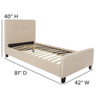 Flash Furniture Tribeca Twin Size Tufted Upholstered Platform Bed - Beige Fabric-Tufted Upholstery