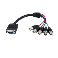 StarTech Coax HD15 VGA to 5 BNC RGBHV Monitor Cable, M/F, 1 Ft.-Connect your wall mounted VGA TV or projector to your existing BNC cable runs