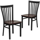 Flash Furniture HERCULES Series Black School House Back Metal Restaurant Chair - Mahogany Wood Seat - 2 Pack-School House Back Design