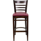 Flash Furniture HERCULES Series Ladder Back Walnut Wood Restaurant Barstool - Burgundy Vinyl Seat-Wood Barstool