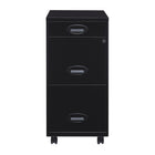 Space Solutions 18" 3-Drawer Mobile File Cabinet, Black-Three drawer mobile file cabinet; two high side file drawers accommodate letter size hanging file folders and top pencil drawer great to store office supplies.
