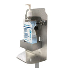 Futech Hand Sanitizer Floor Stand with 500 ml Bottle - Silver-Total Height: 44.5" - Overall dimension of holder: 7" x 11" x 4-1/2" - Sign Panel Size: 12"W x 16"H