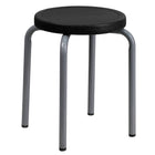 Flash Furniture Stackable Stool with Black Seat & Silver Powder Coated Frame-Stackable Stool