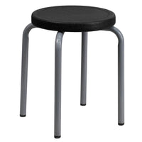 Flash Furniture Stackable Stool with Black Seat & Silver Powder Coated Frame-Stackable Stool
