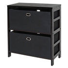 Winsome Wood Torino 3-Piece Set Storage Shelf with Black Fabric Baskets, Black (92362)-Constructed of Solid wood in Espresso Finish