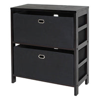 Winsome Wood Torino 3-Piece Set Storage Shelf with Black Fabric Baskets, Black (92362)-Constructed of Solid wood in Espresso Finish