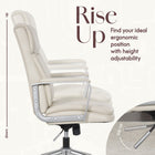Elle Décor Lisette Ellegant Office Chair - 25-1/2" W x 29" D x 40-3/4"-44-1/2" H - Ivory-1 Year Limited Manufacturer Warranty