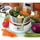 Euro Cuisine 2-Tier, 17-Quart Stainless Steel Electric Food Steamer (FS2500)-Use hot or cold water, generates steam in a short time, letting food to start cooking immediately.
