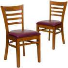 Flash Furniture HERCULES Series Ladder Back Cherry Wood Restaurant Chair - Burgundy Vinyl Seat - 2 Pack-Ladder Back Design