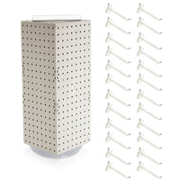 Azar Interlock Peg Tower with Revolving Base and Hooks - 8" x 8" x 20" - White-Sold in multiples of: 1