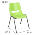 Flash Furniture HERCULES Series Green Ergonomic Shell Stack Chair with Grey Frame-Designed for Commercial Use