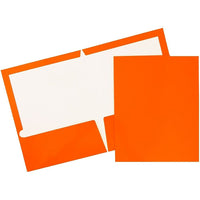 JAM Paper Glossy Two Pocket Presentation Folders, Orange, 50 Pack-Orange Glossy Cardstock Folders