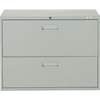 Staples Lateral File Cabinet, 2-Drawer, Grey-Positive interlocking system prevents tipping